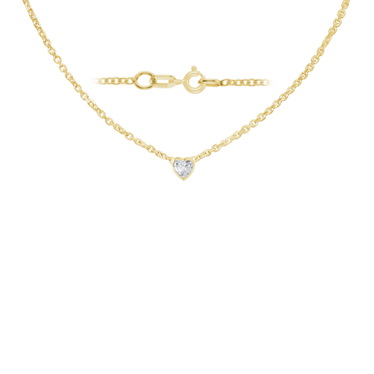 Halskette mit Edelsteinherzfassung in 14-karätigem Gelbgold