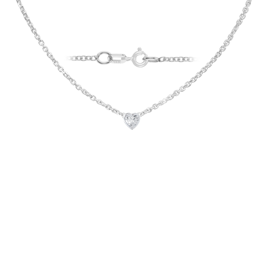 Herzförmige Edelsteinfassung in 14-karätigem Weißgold-Halskette