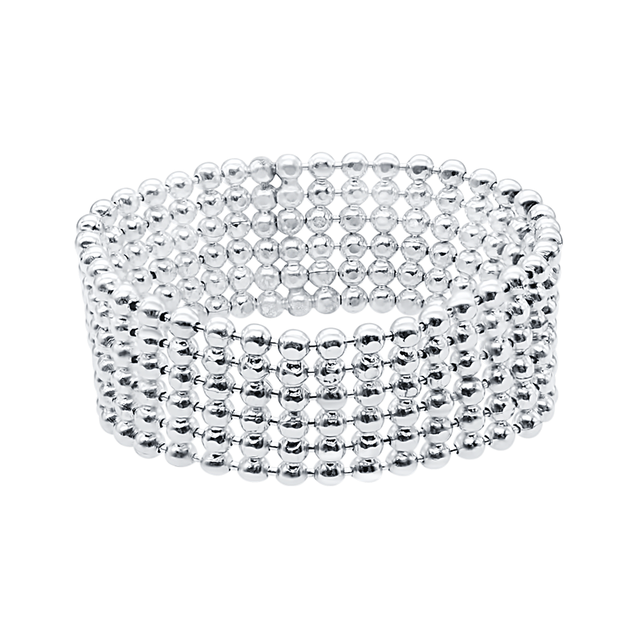 Mehrreihiger Perlenkettenring aus Sterlingsilber