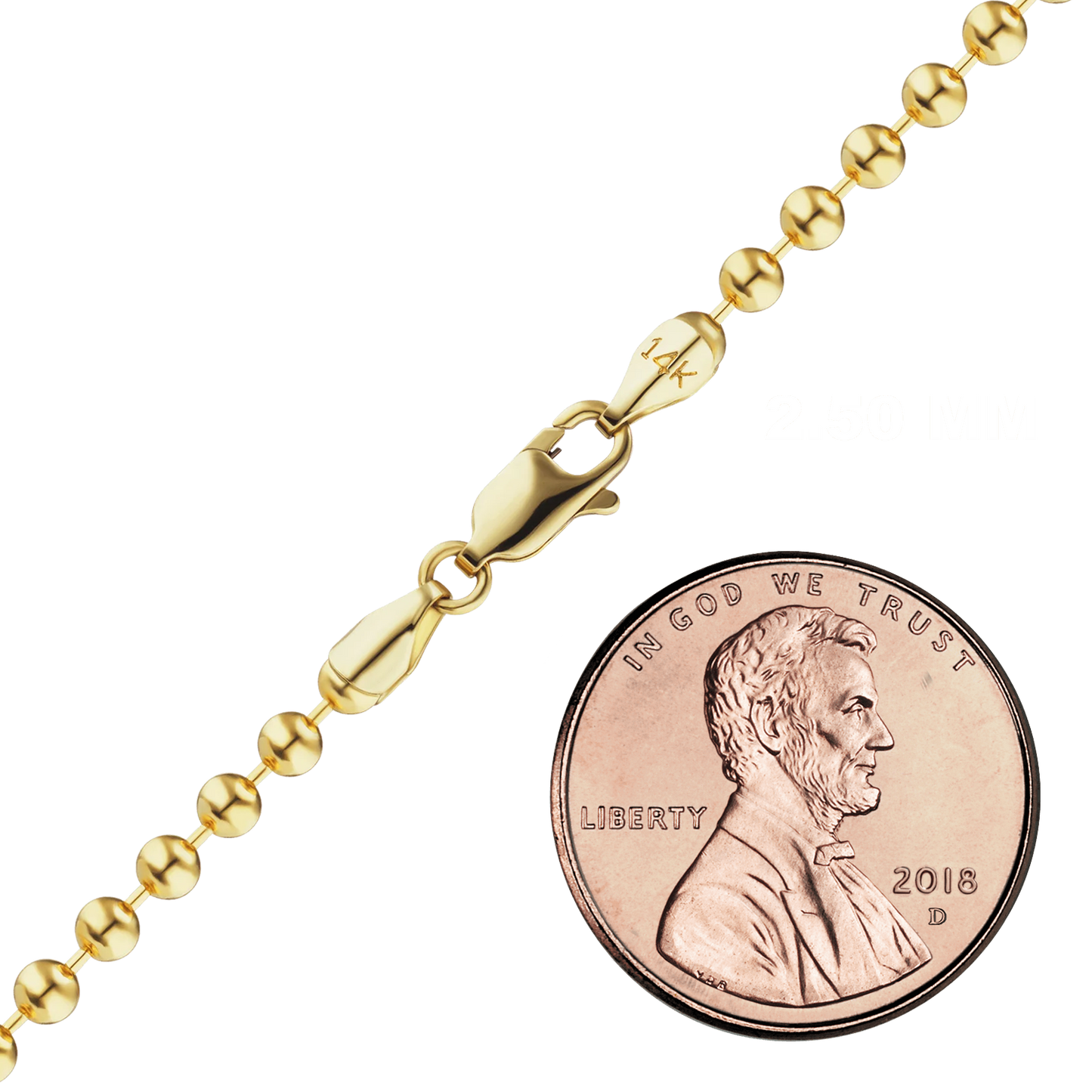 Round Bead Anklet in 14K Yellow Gold