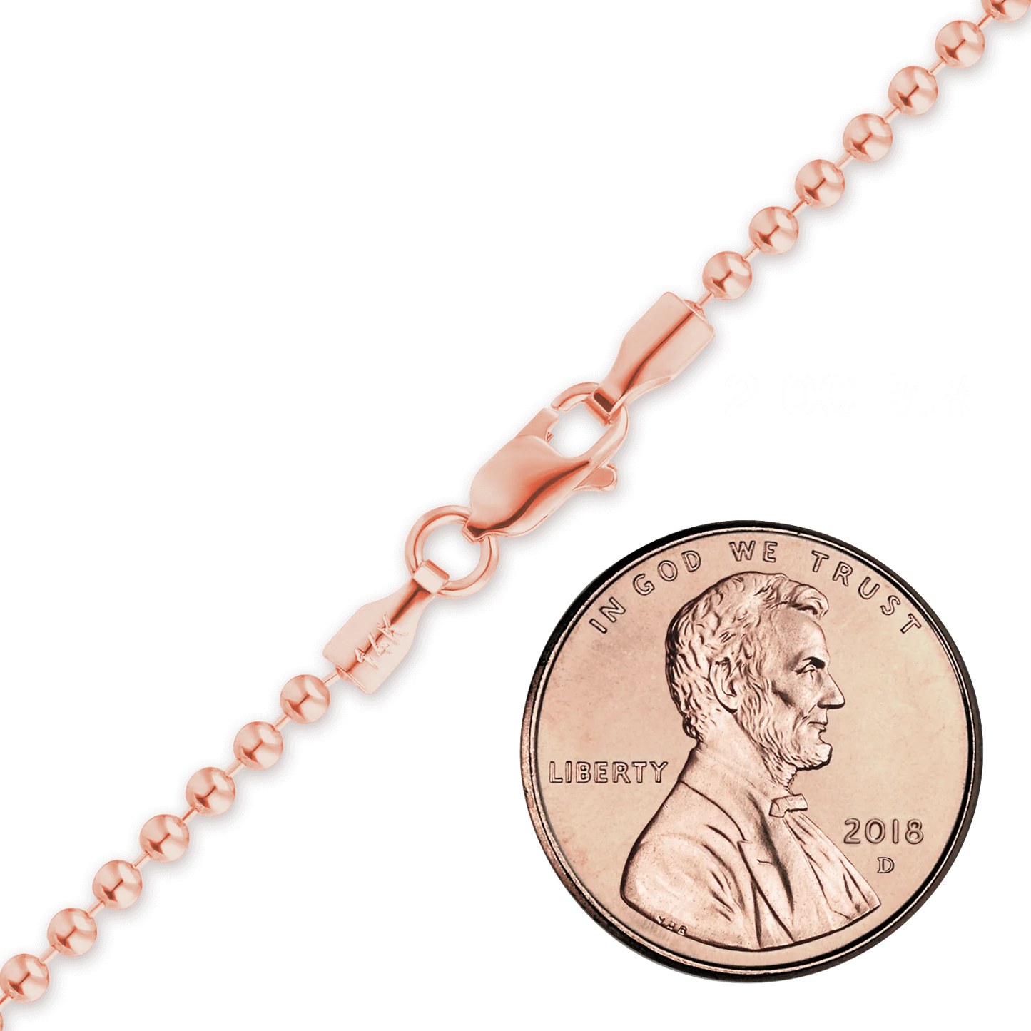 Runde Perlenkette aus 14-karätigem Roségold