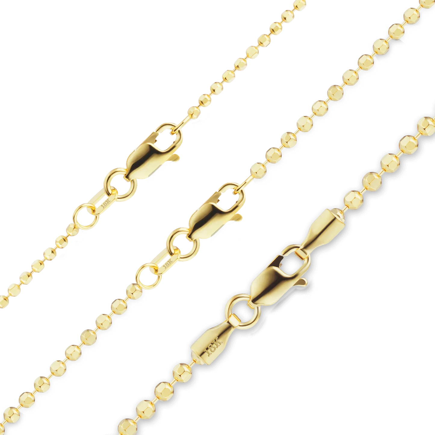 Armband mit diamantgeschliffenen runden Perlen aus 18-karätigem Gelbgold