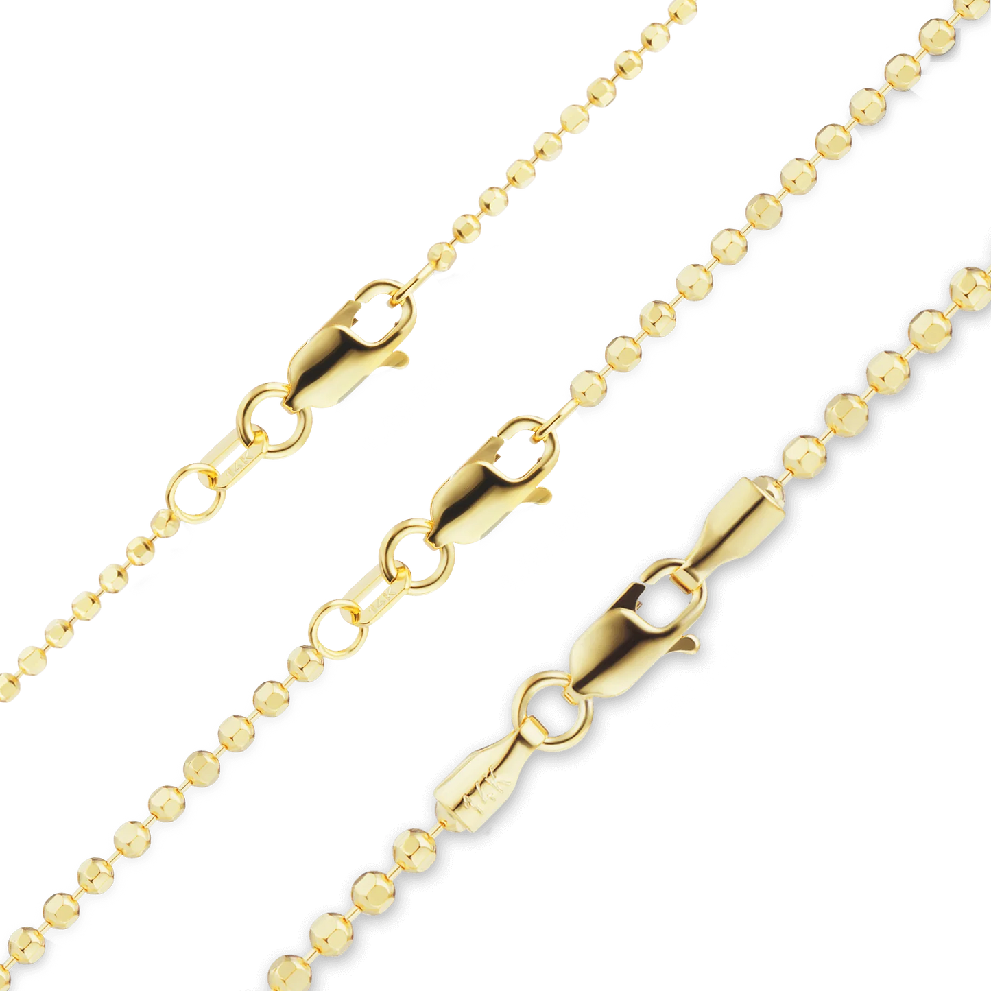 Armband mit diamantgeschliffenen runden Perlen aus 14-karätigem Gelbgold