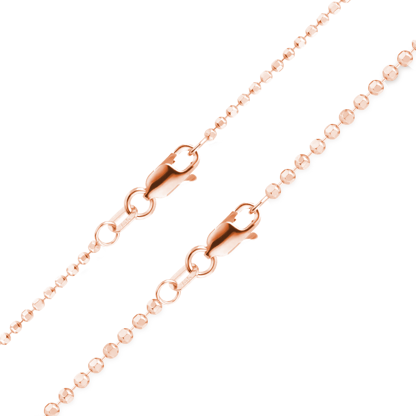 Armband mit diamantgeschliffenen runden Perlen in 14-karätigem Roségold