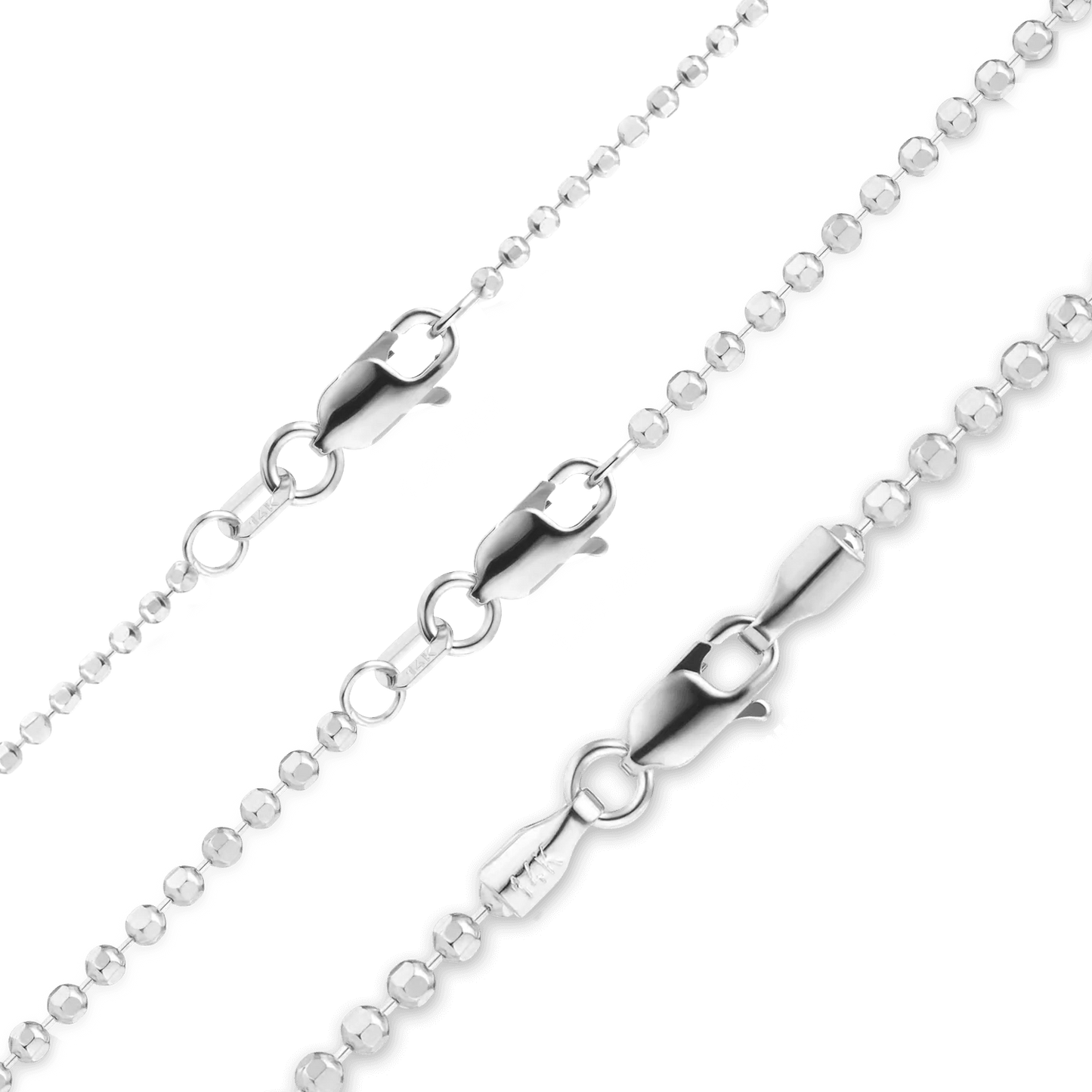 Armband mit diamantgeschliffenen runden Perlen aus 14-karätigem Weißgold