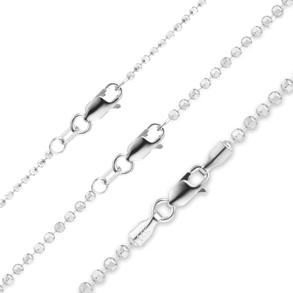 Armband mit diamantgeschliffenen runden Perlen aus 14-karätigem Weißgold