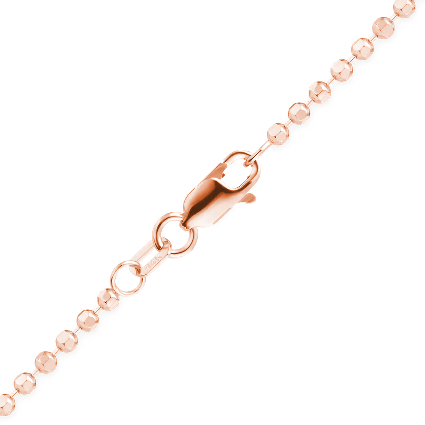 Armband mit diamantgeschliffenen runden Perlen in 14-karätigem Roségold