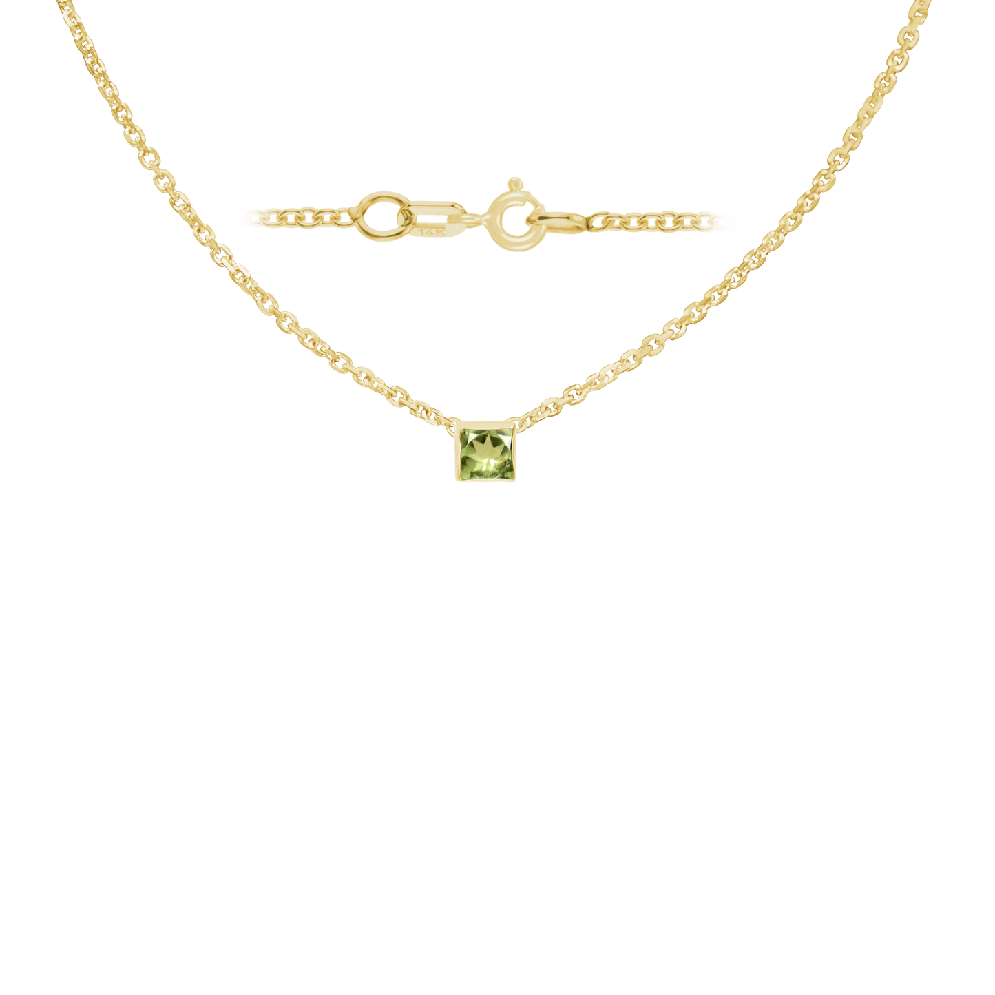 Halskette mit quadratischem Edelsteinanhänger in 14-karätigem Gelbgold