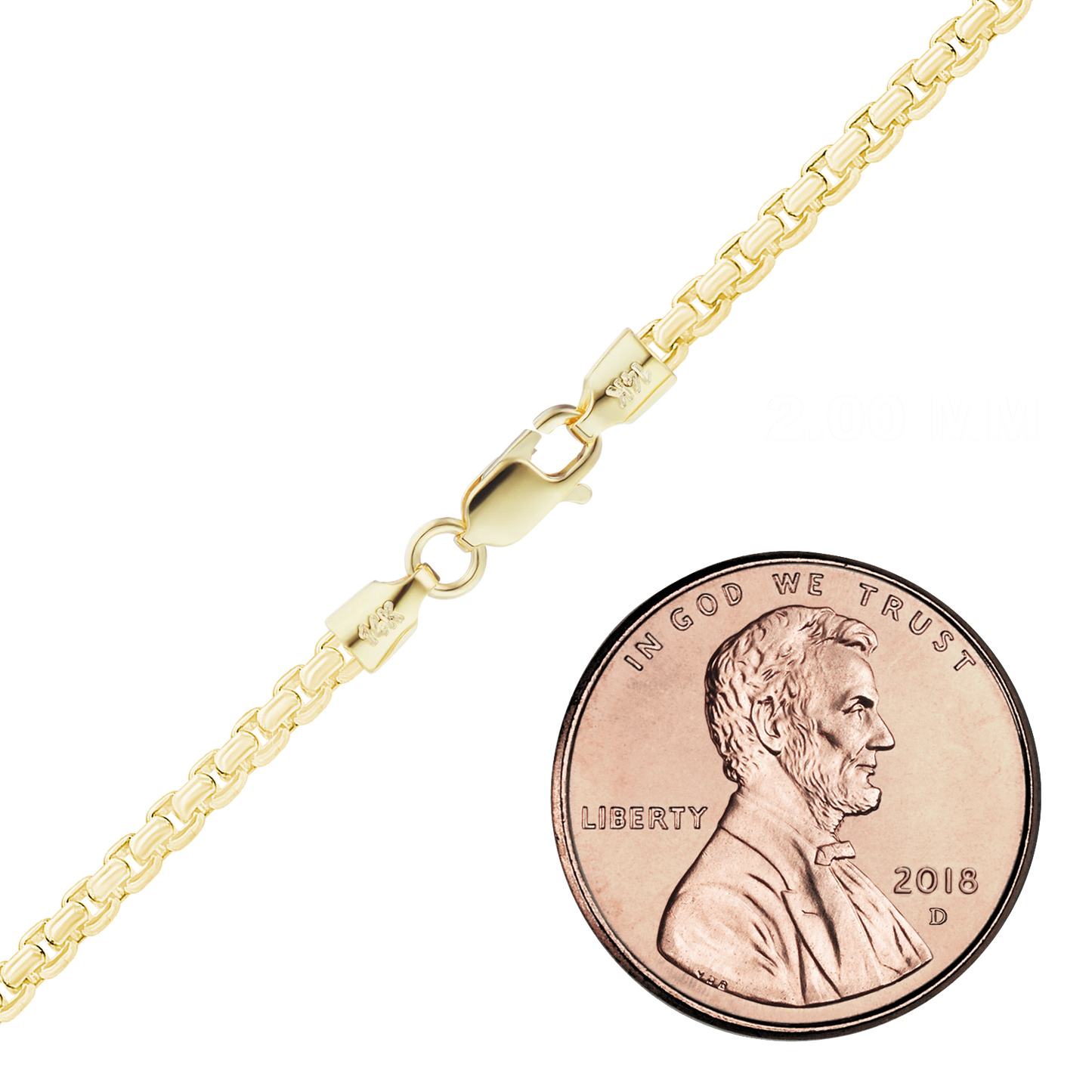 Runde Box-Halskette aus 14 Karat Gelbgold