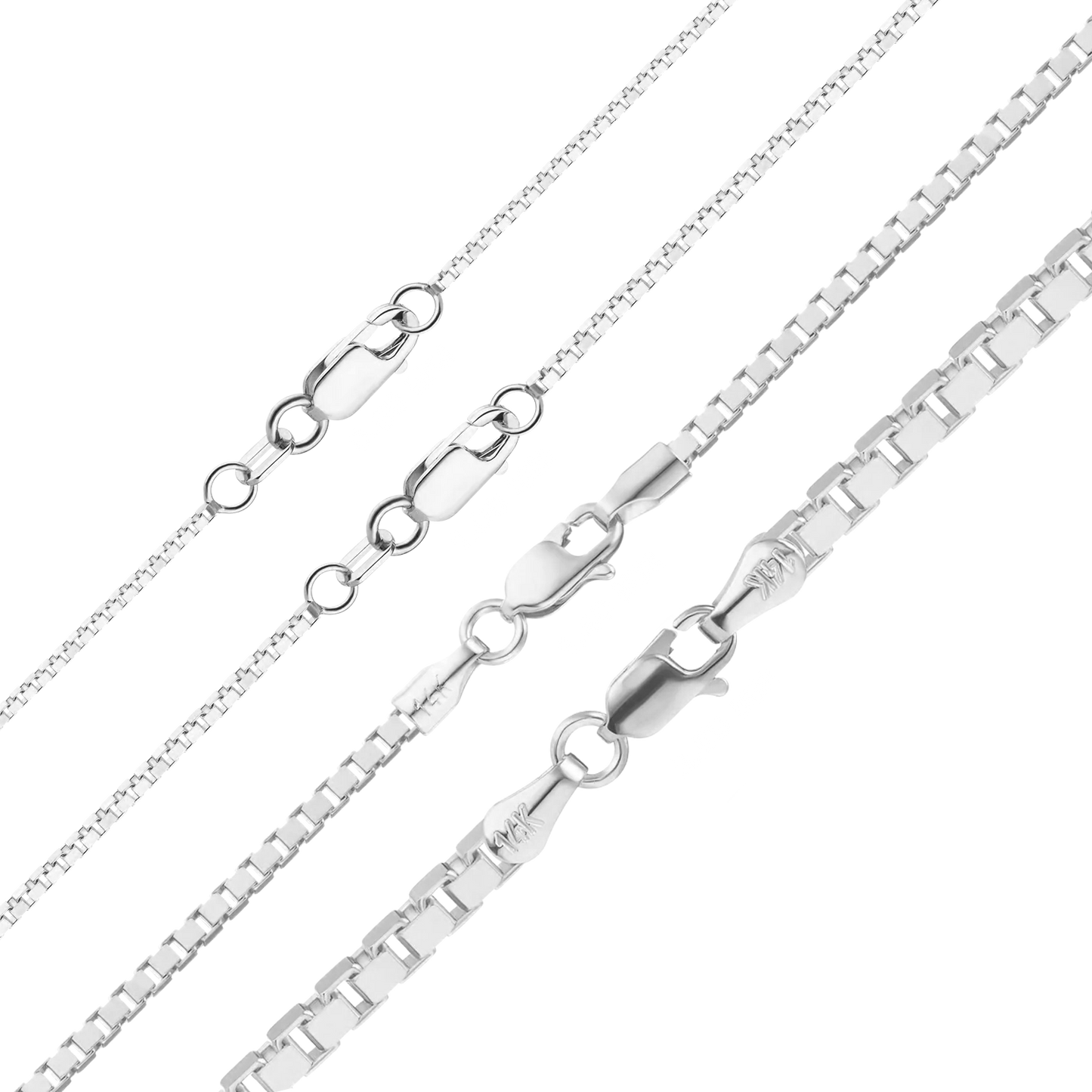 Venezianisches Box-Armband aus 14-karätigem Weißgold