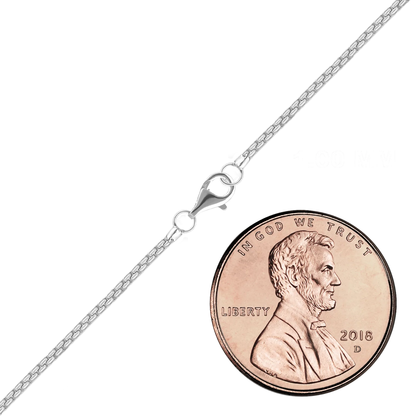 Fertige, längliche Box-Kette aus Platin