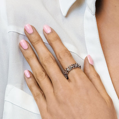 Europäischer byzantinischer Kettenring aus Sterlingsilber