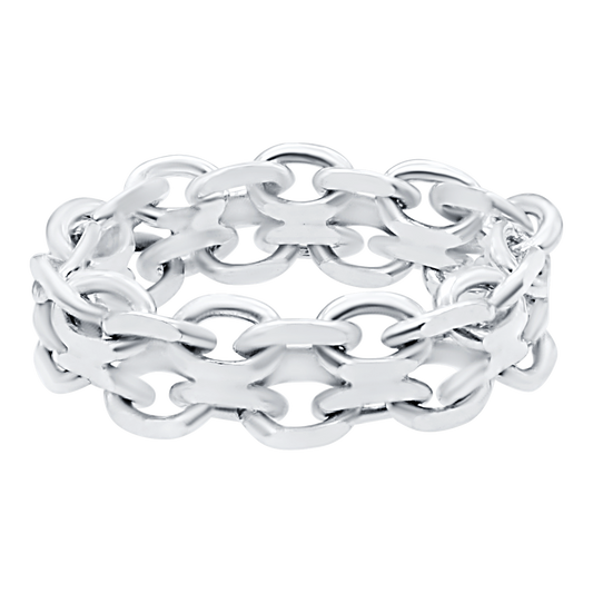 Klassischer Bizmark-Kettenring aus Sterlingsilber