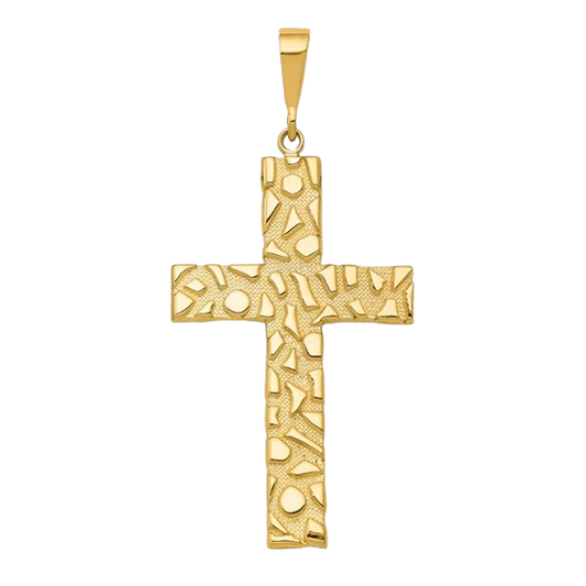 Kreuzanhänger aus 14-karätigem Goldnugget – Schwer