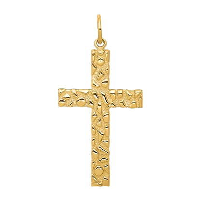 Kreuzanhänger aus 14-karätigem Goldnugget – Leicht