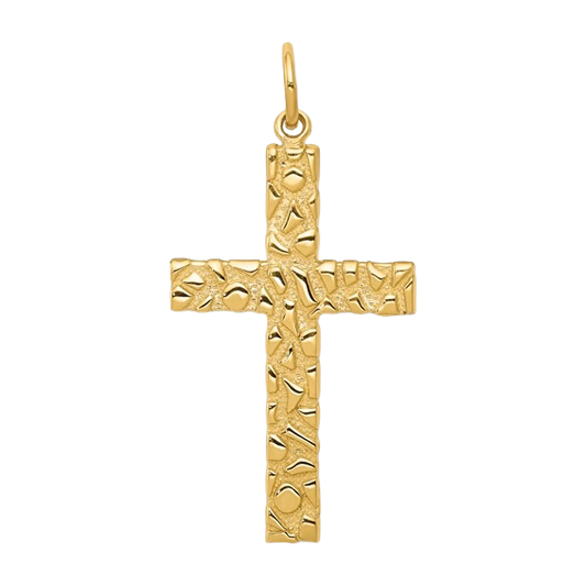 Kreuzanhänger aus 14-karätigem Goldnugget – Leicht