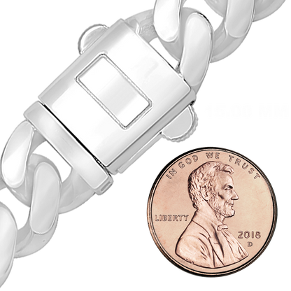 Handgefertigte kubanische Panzerkette aus Sterlingsilber