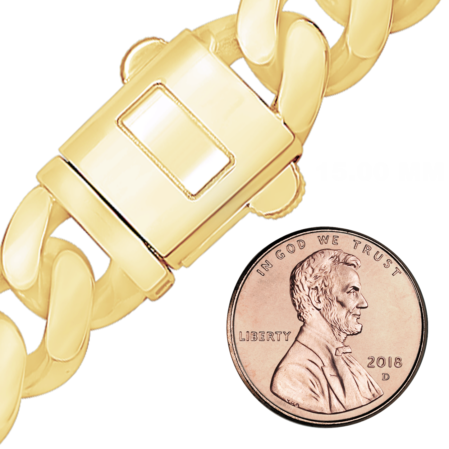 Handgefertigte, halbmassive kubanische Panzerkette aus 14-karätigem Gelbgold