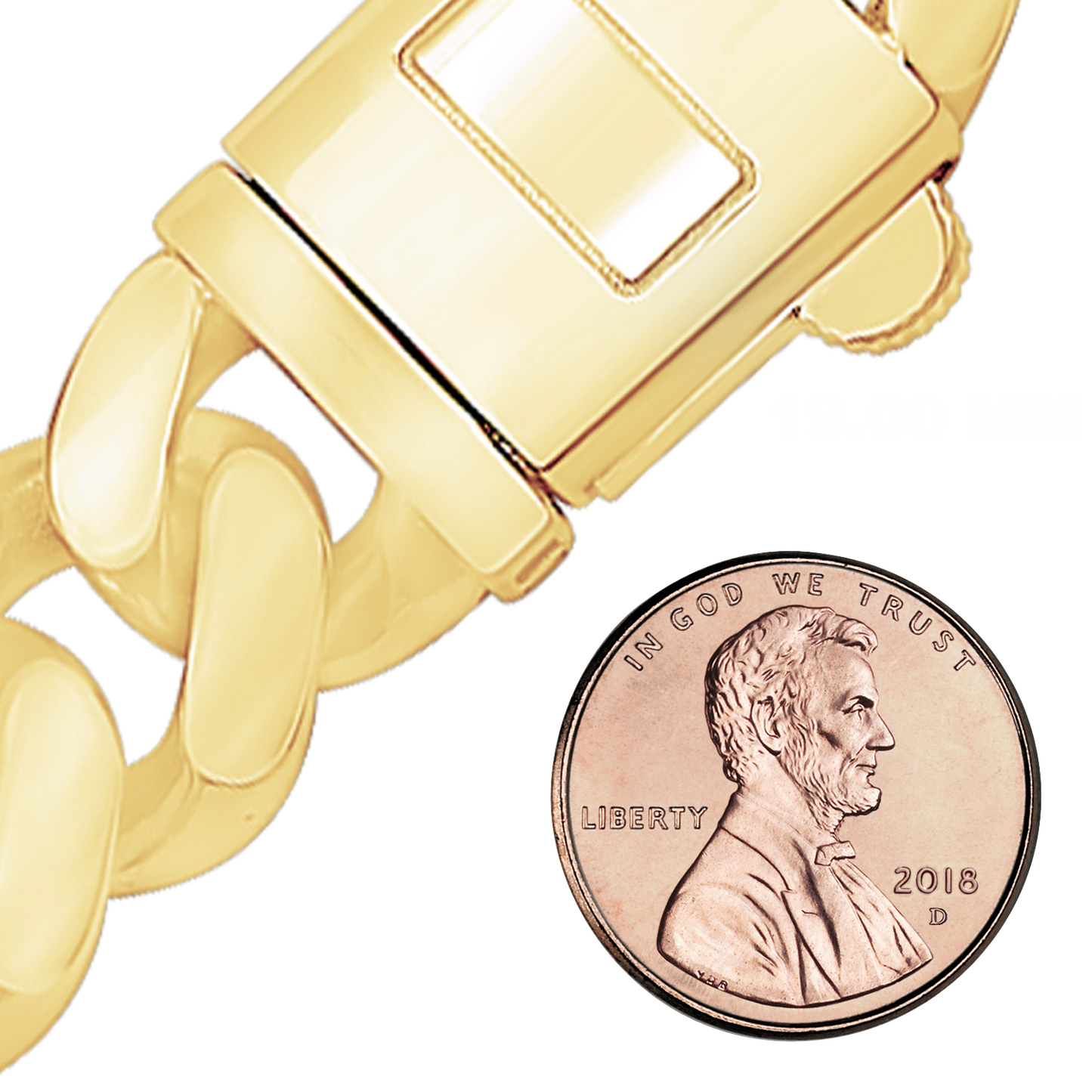 Handgefertigte, halbmassive kubanische Panzerkette aus 14-karätigem Gelbgold