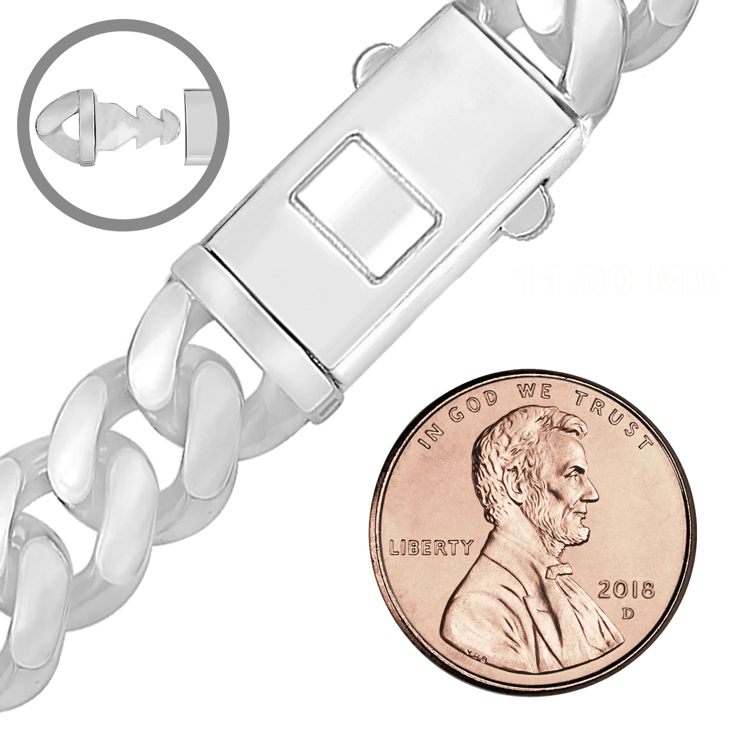 Handgefertigte kubanische Panzerkette aus Sterlingsilber