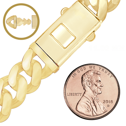 Handgefertigtes kubanisches Panzerarmband aus 14-karätigem Gelbgold