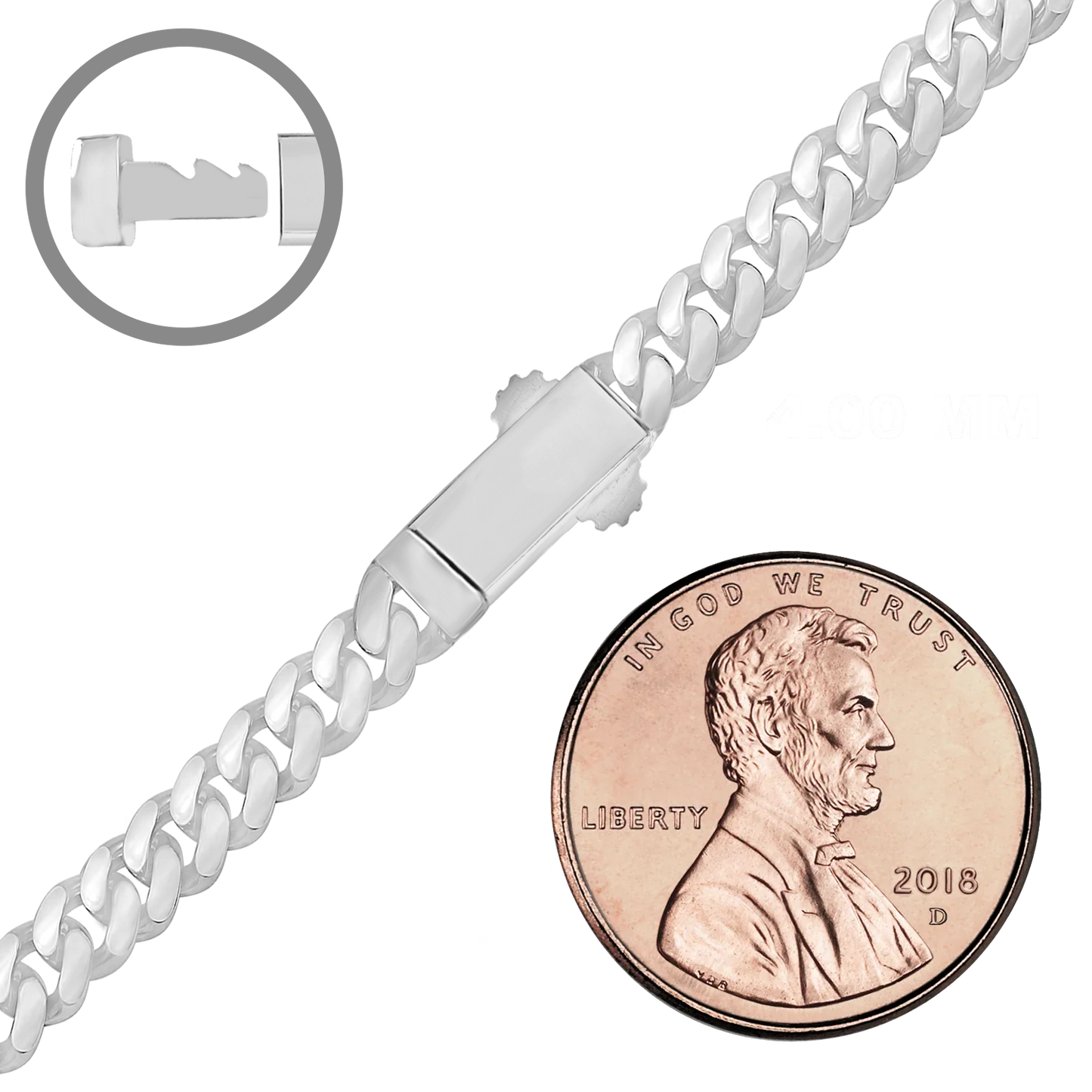 Handgefertigte kubanische Panzerkette aus Sterlingsilber