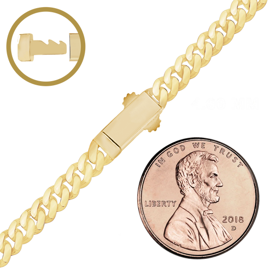 Handgefertigtes, halbmassives kubanisches Panzerarmband aus 14-karätigem Gelbgold