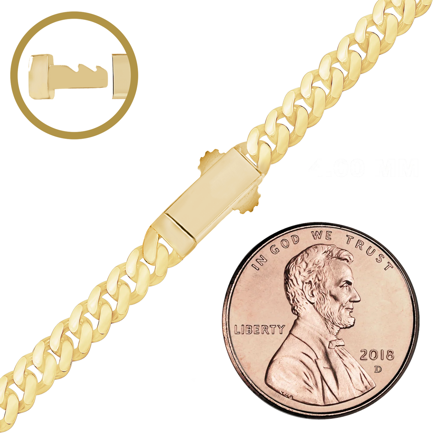 Handgefertigtes kubanisches Panzerarmband aus 14-karätigem Gelbgold