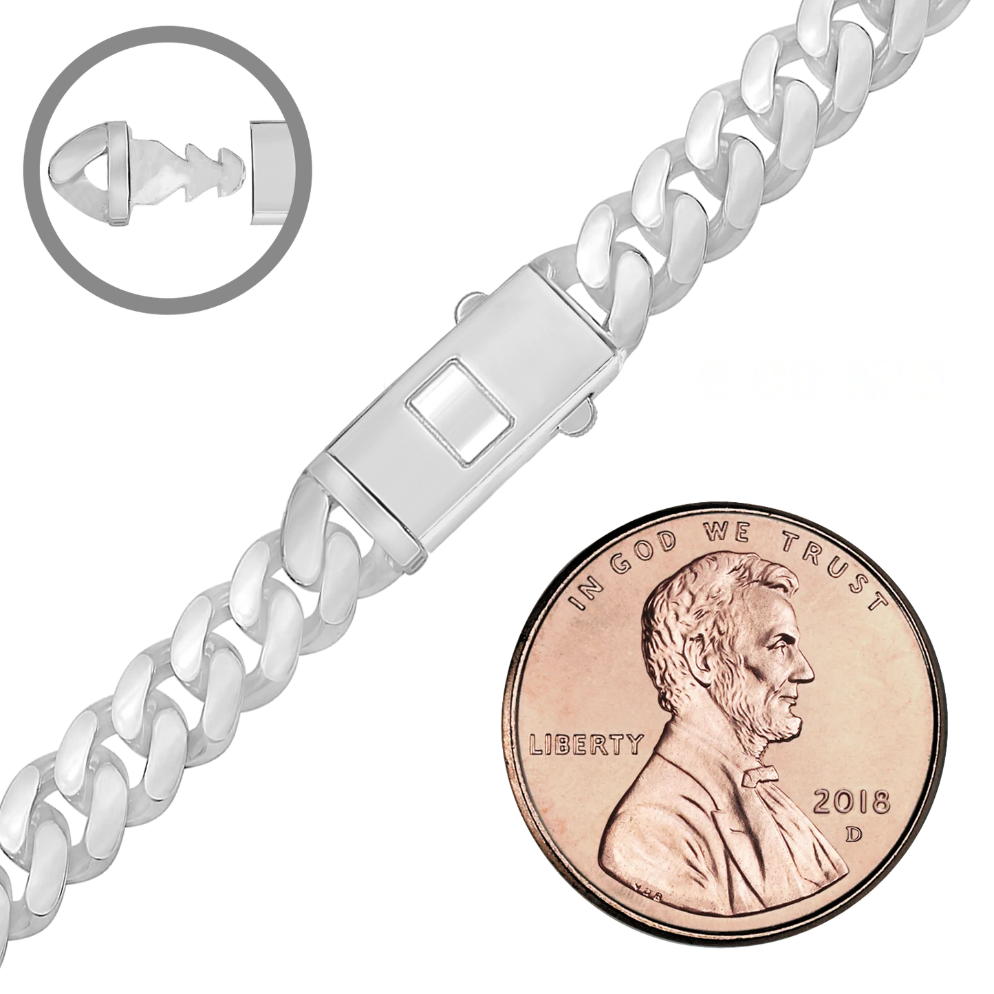 Handgefertigte kubanische Panzerkette aus Sterlingsilber