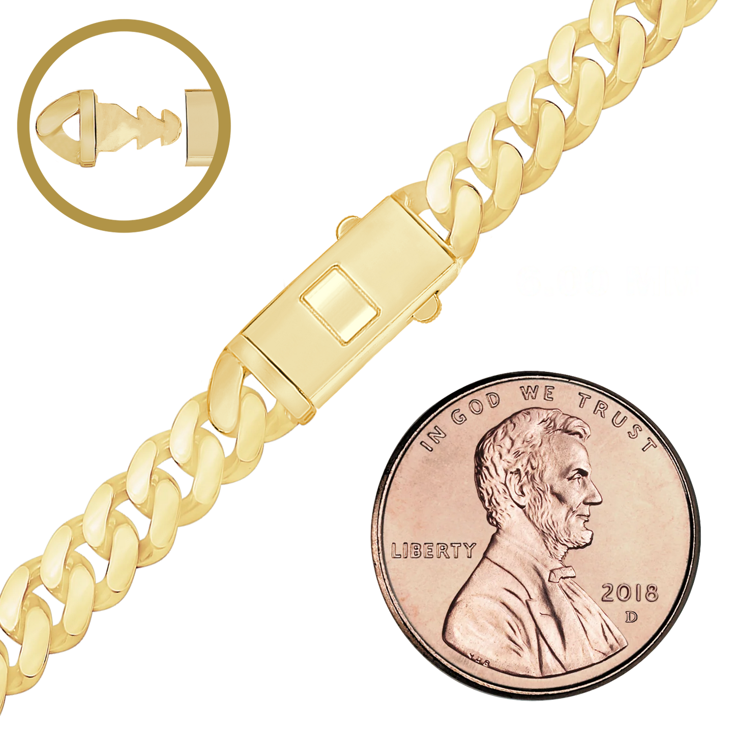 Handgefertigtes, halbmassives kubanisches Panzerarmband aus 14-karätigem Gelbgold