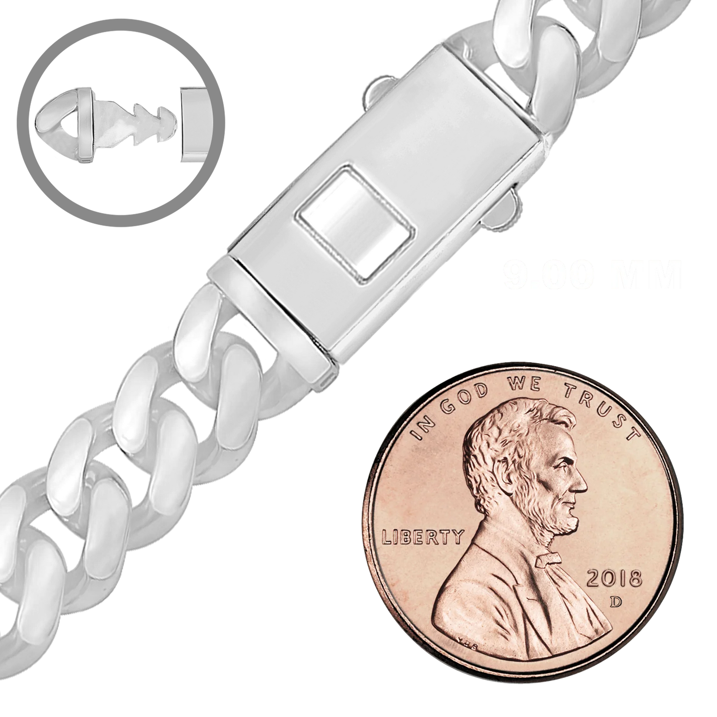 Handgefertigte kubanische Panzerkette aus Sterlingsilber