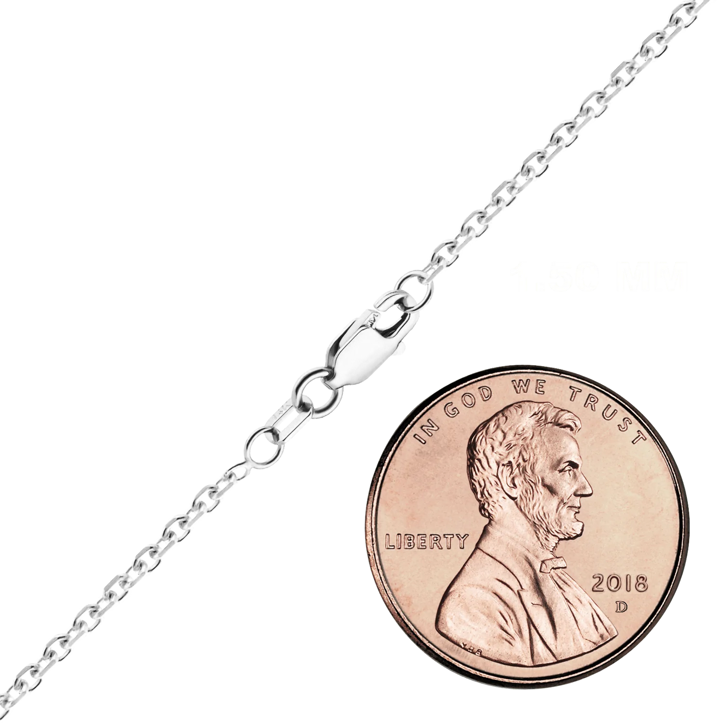 Diamantgeschliffenes rundes Kabelarmband aus 14-karätigem Weißgold