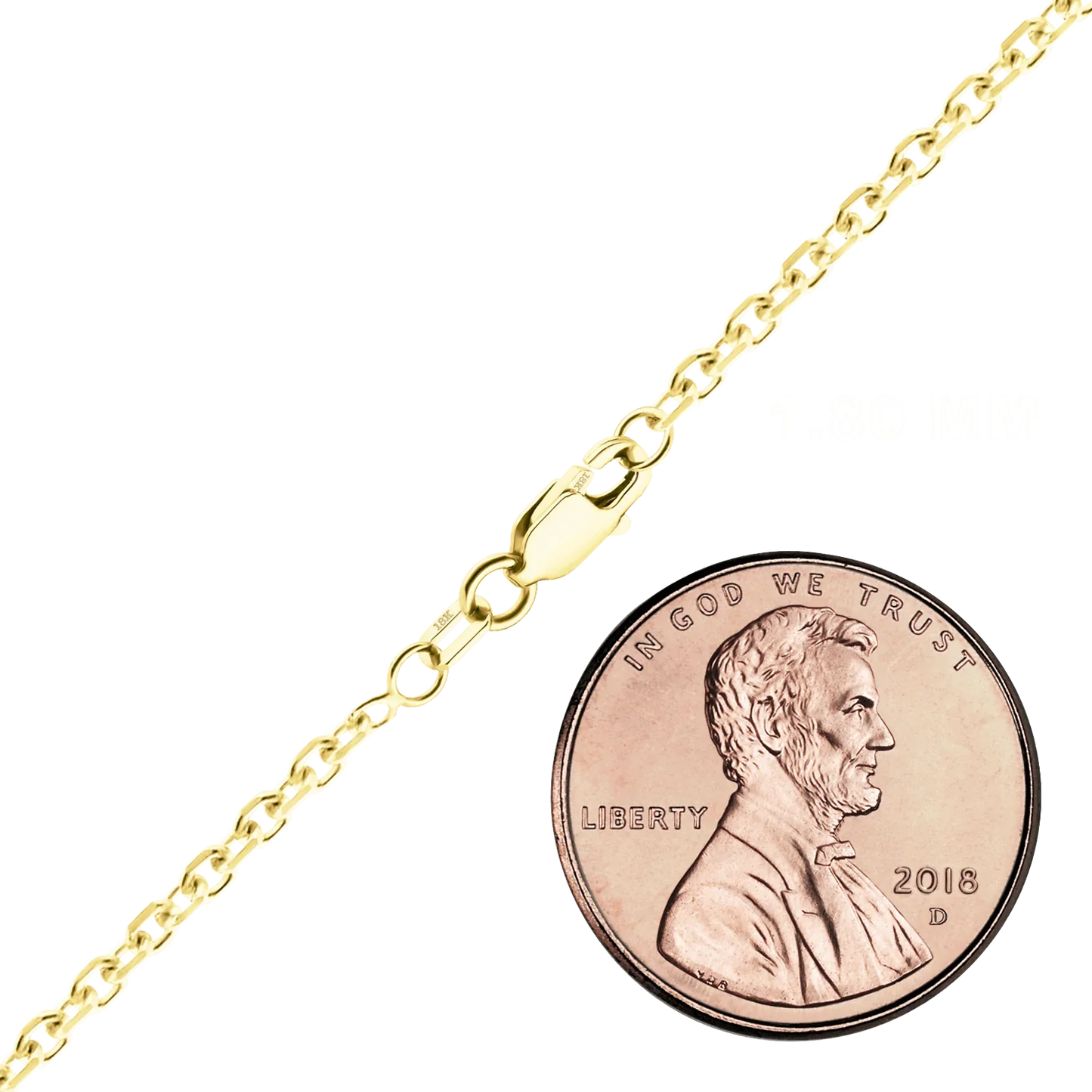 Rundes Kabel-Halsband mit Diamantschliff, 18 Karat Gelbgold