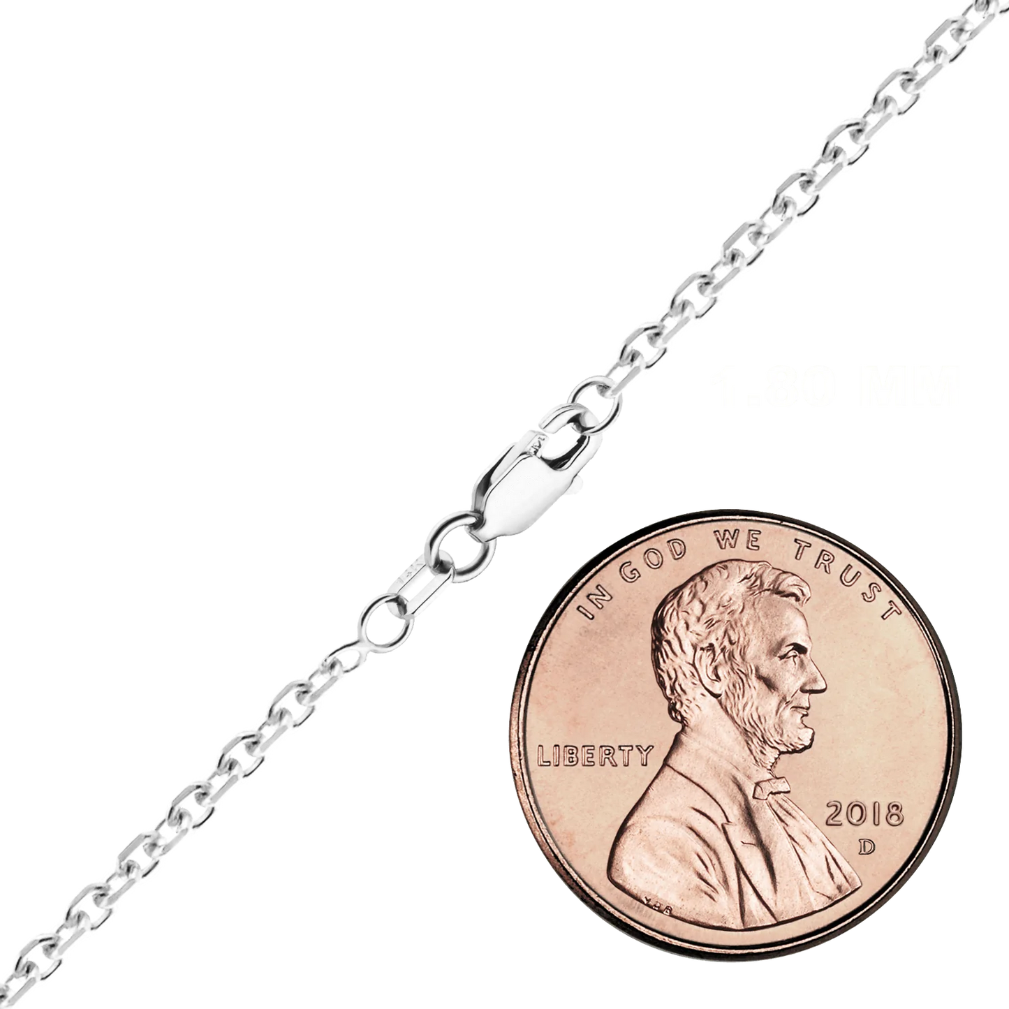 Diamantgeschliffenes rundes Kabelarmband aus 14-karätigem Weißgold