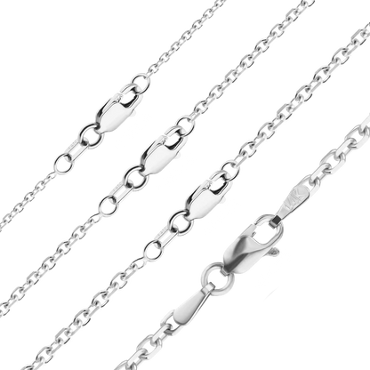 Diamantgeschliffenes rundes Kabelarmband aus 14-karätigem Weißgold