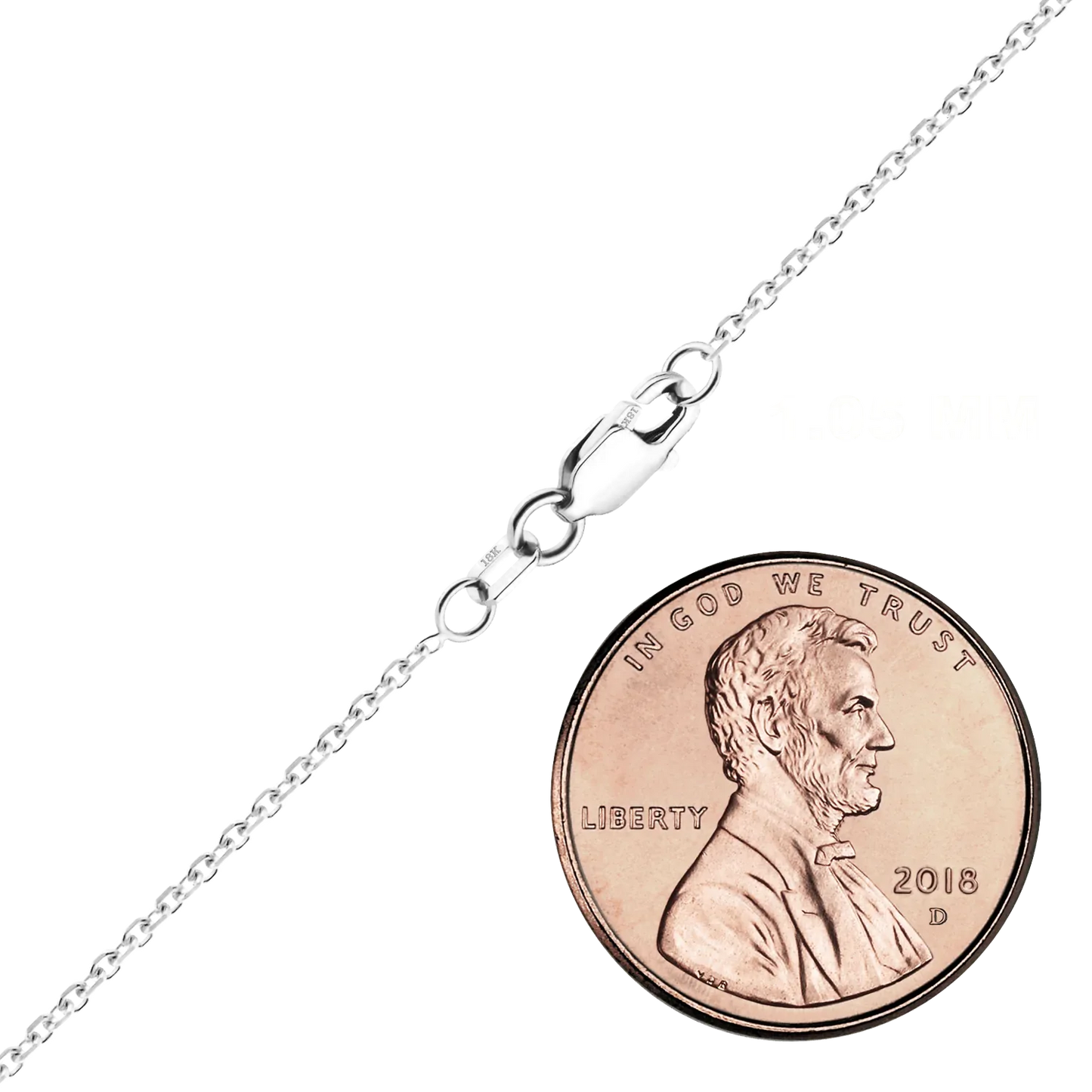 Rundes Kabel-Halsband mit Diamantschliff, 18 Karat Weißgold