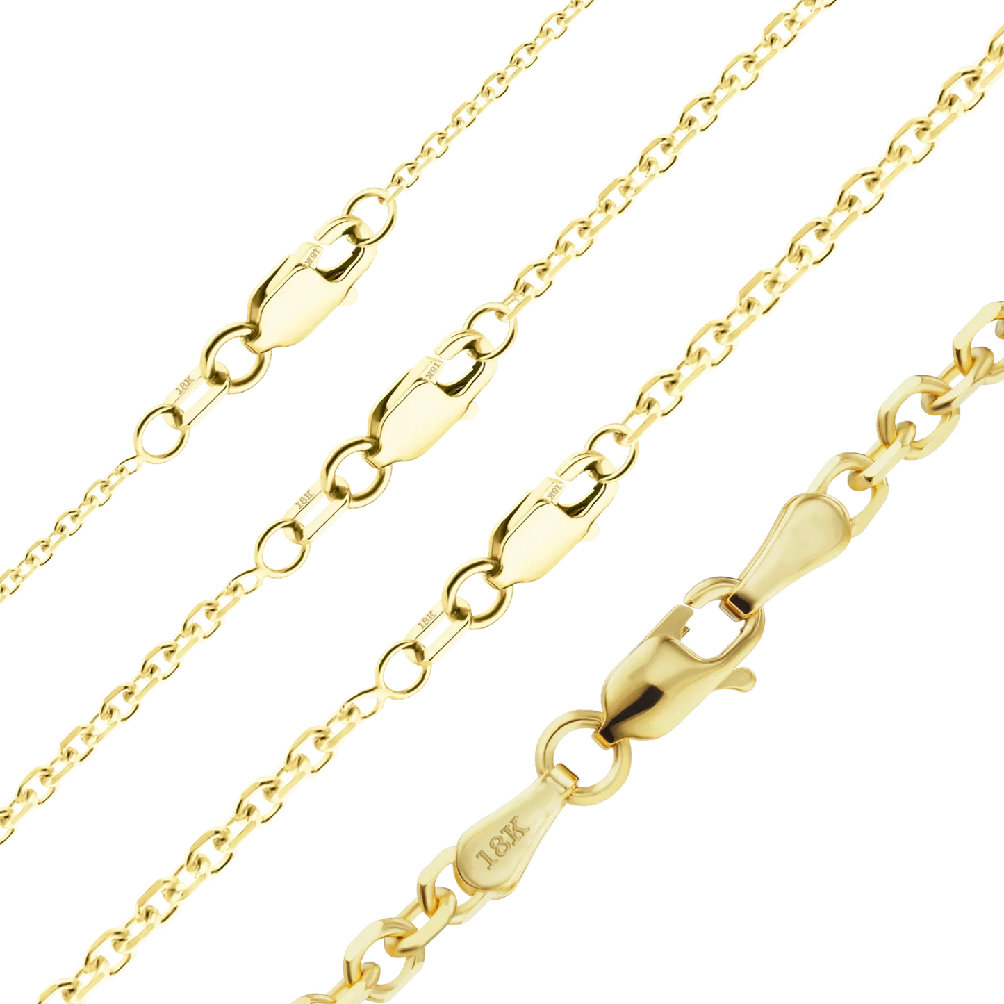 Diamantgeschliffenes rundes Kabelarmband aus 18-karätigem Gelbgold