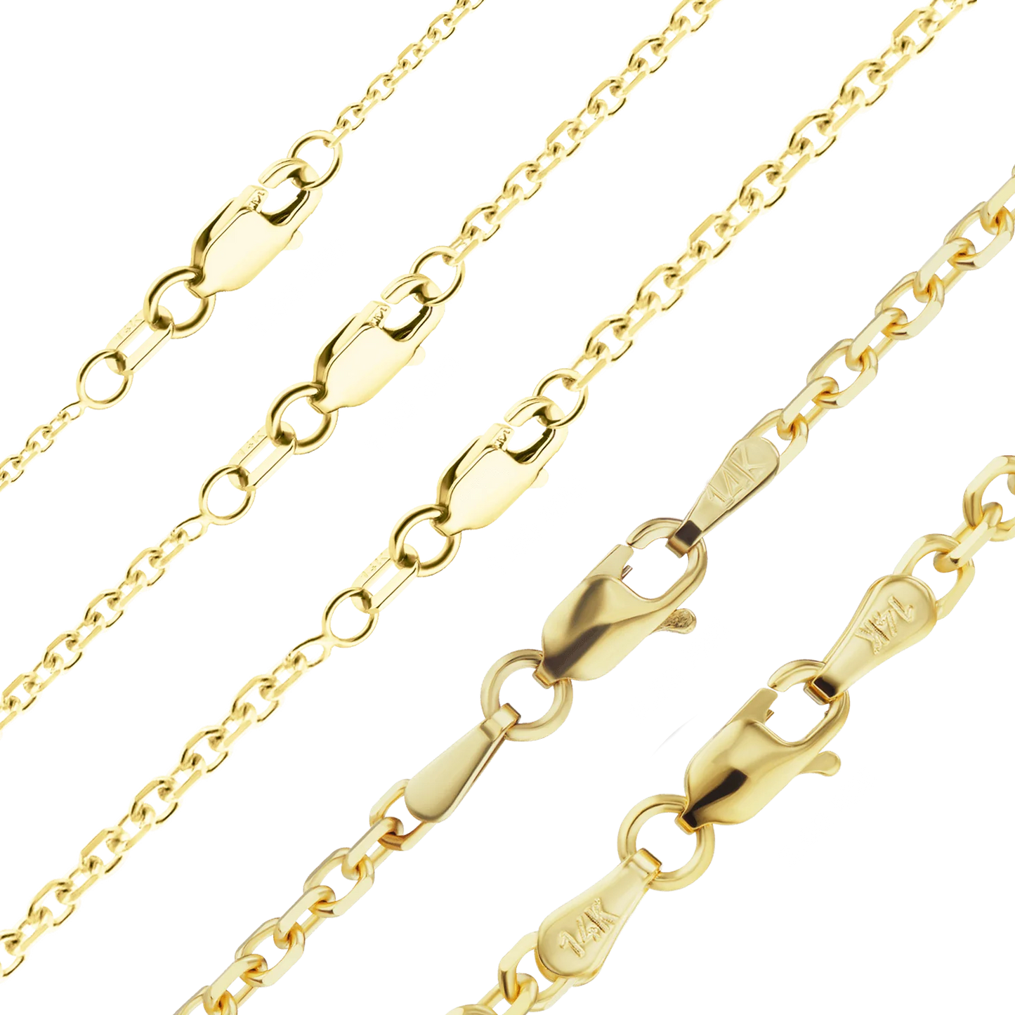 Diamantgeschliffenes rundes Kabelarmband aus 14-karätigem Gelbgold