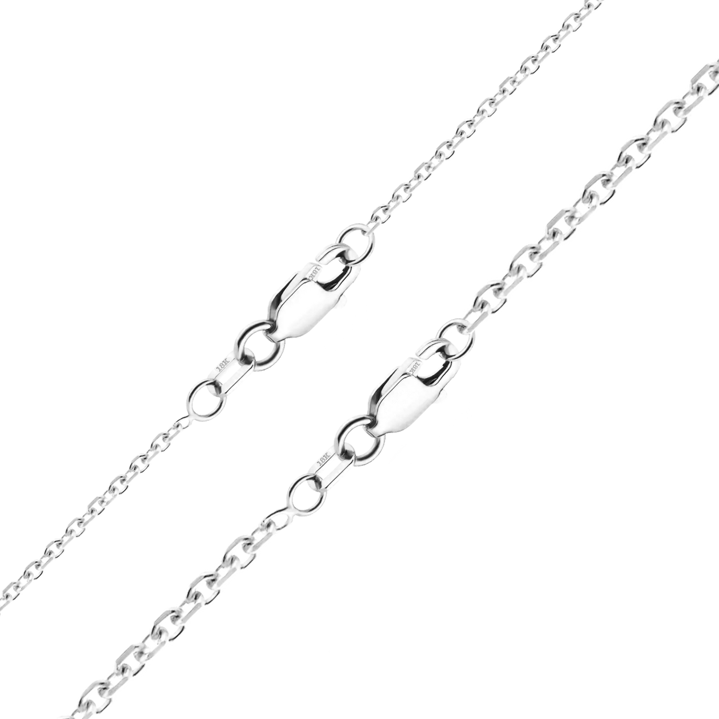 Diamantgeschliffenes rundes Kabelarmband aus 18-karätigem Weißgold