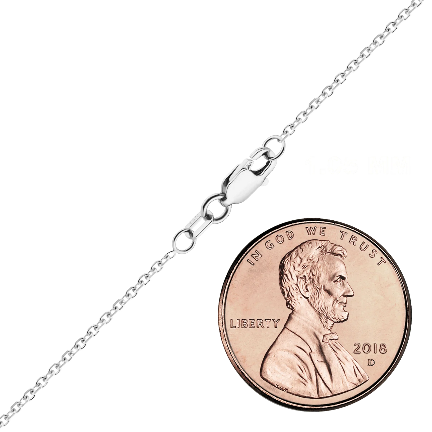 Diamantgeschliffenes rundes Kabelarmband aus 14-karätigem Weißgold