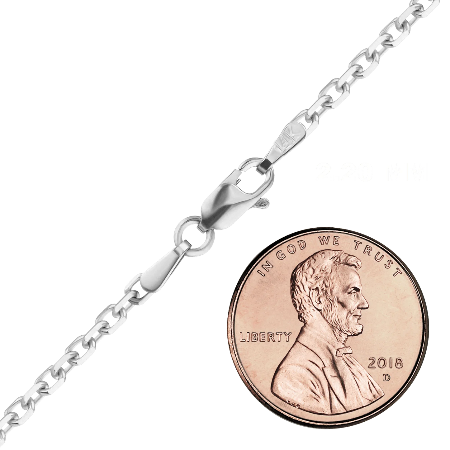 Rundes Kabel-Halsband mit Diamantschliff, 14 Karat Weißgold