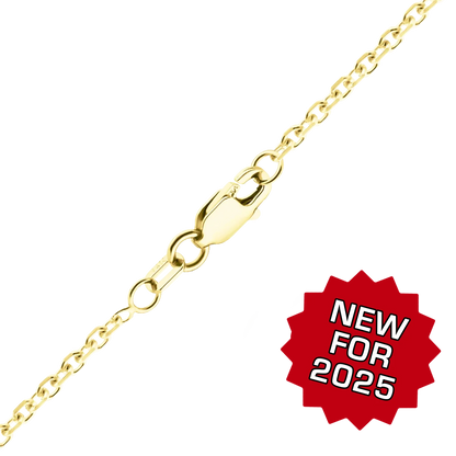 Diamantgeschliffenes, rundes, halbmassives Kabelarmband aus 14-karätigem Gelbgold