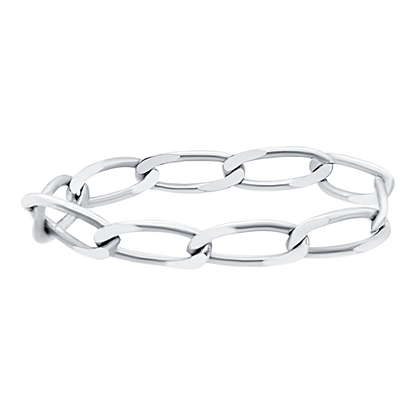 Länglicher Panzerkettenring aus Sterlingsilber