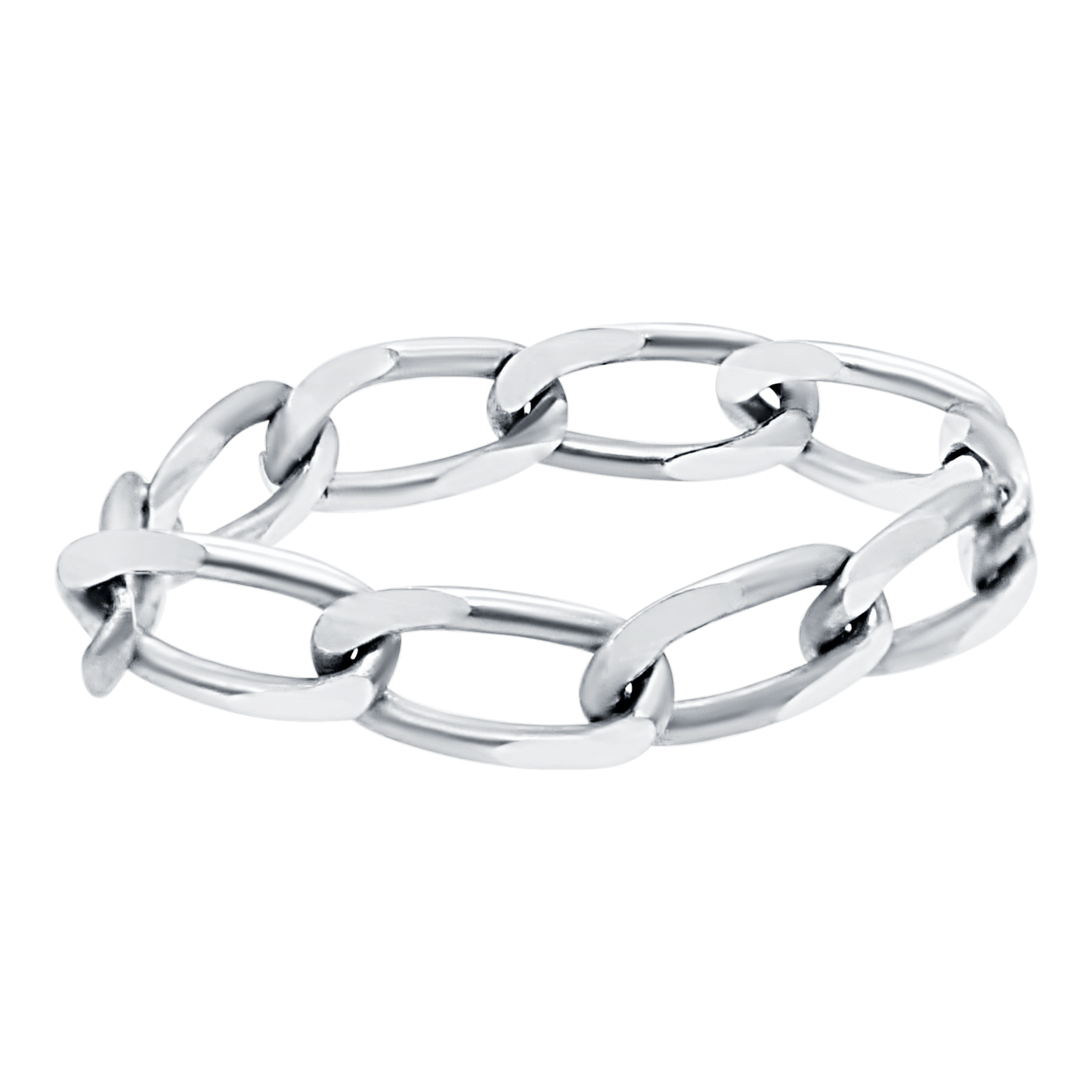 Länglicher Panzerkettenring aus Sterlingsilber