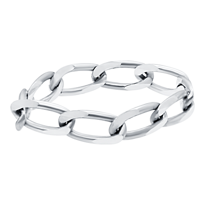 Länglicher Panzerkettenring aus Sterlingsilber