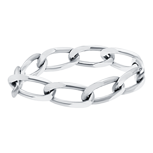 Länglicher Panzerkettenring aus Sterlingsilber