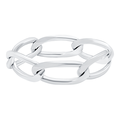 Länglicher Panzerkettenring aus Sterlingsilber