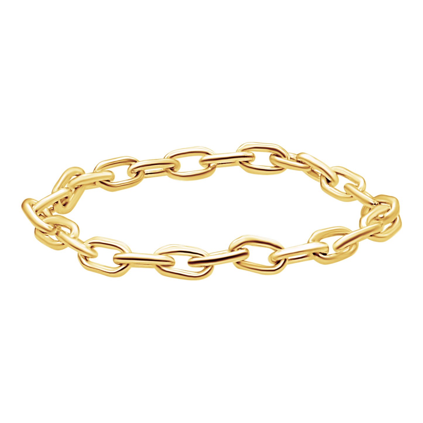 Länglicher, halbmassiver Kabelkettenring aus 14-karätigem Gelbgold