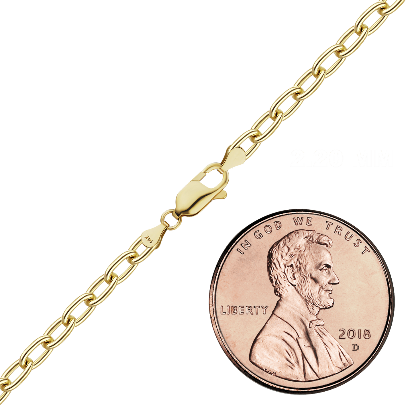 Längliches Kabel-Fußkettchen aus 14-karätigem Gelbgold