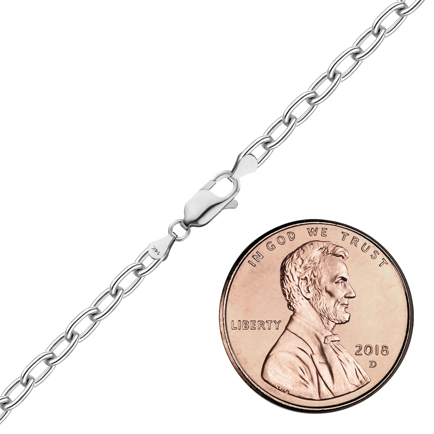 Längliches Kabelarmband aus 14-karätigem Weißgold